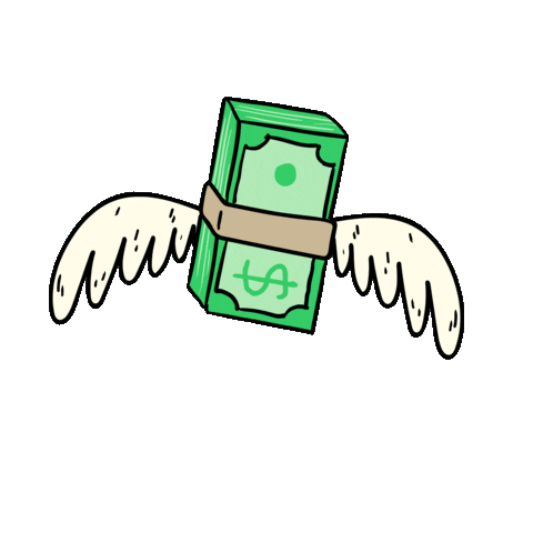 Ilustración de dinero con alas, representando el pago de altas comisiones