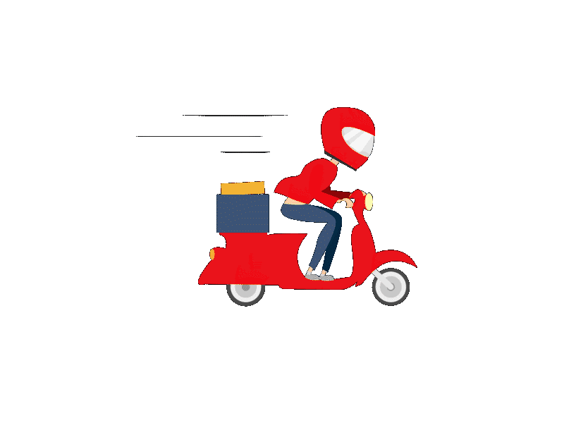 Ilustración de un repartidor en moto, representando el delivery pagado por el cliente