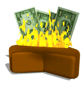 Ilustración de una billetera quemando dinero, representando fugas de dinero por no controlar inventario y mermas